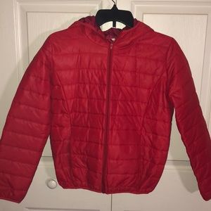 Red Puffer Bomber Jacket